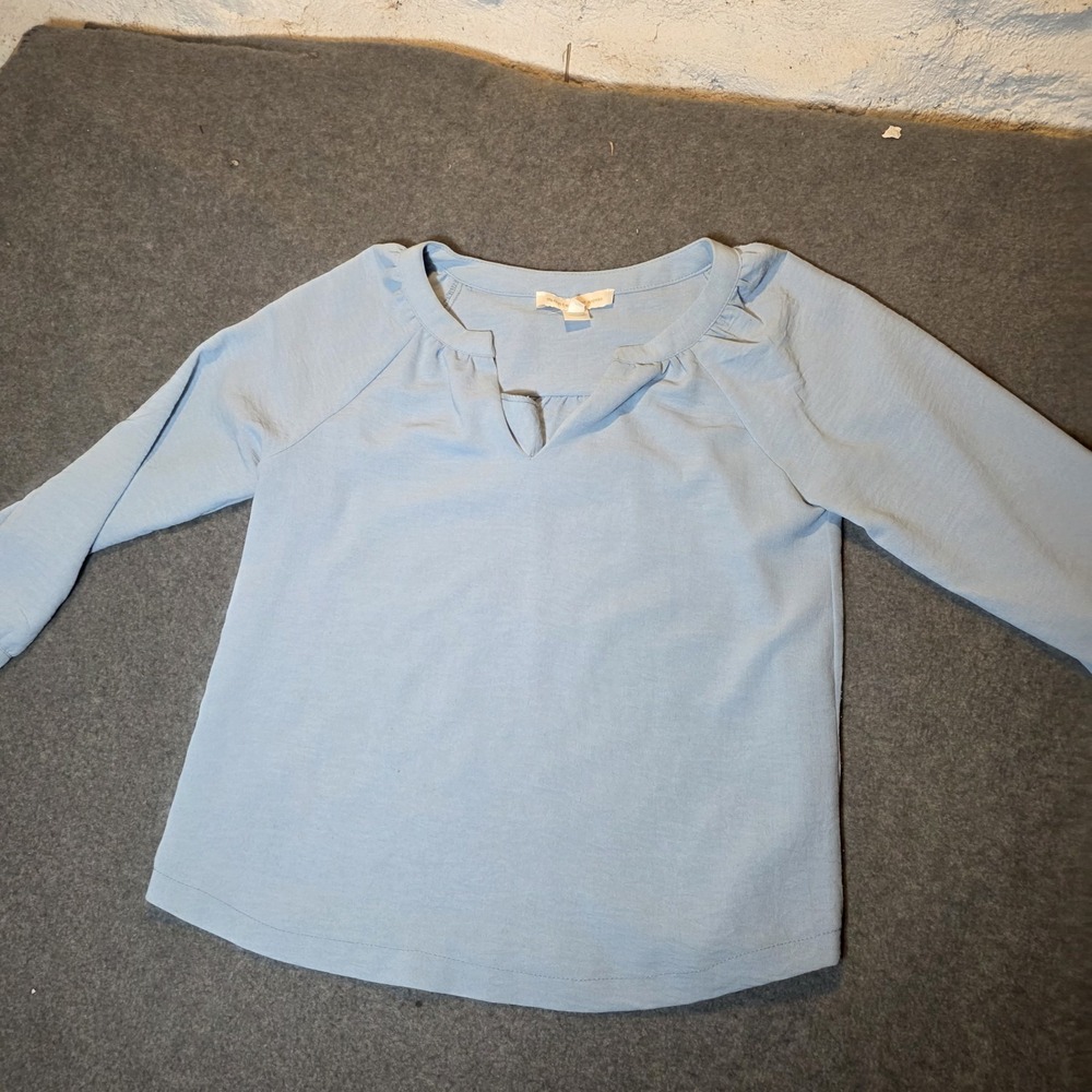 Monteau Los Angeles Lightblue Womens Longsleeve Blouse Small 261